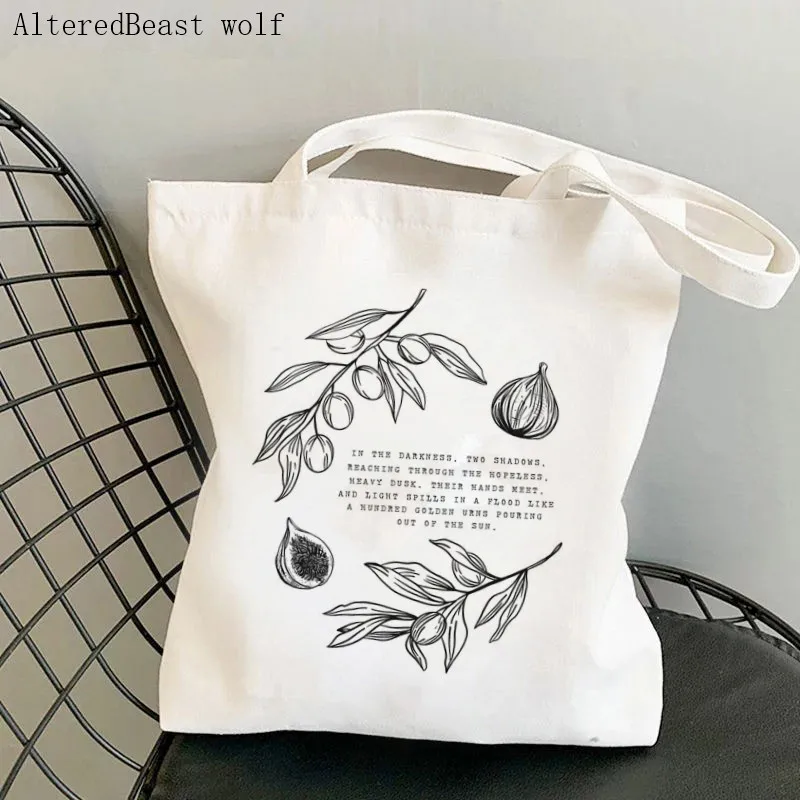 Fashion Women Shopper Handbags Song Of Achilles Custom Environmental Storage Reusable Canvas Shoulder Tote Bag school bag