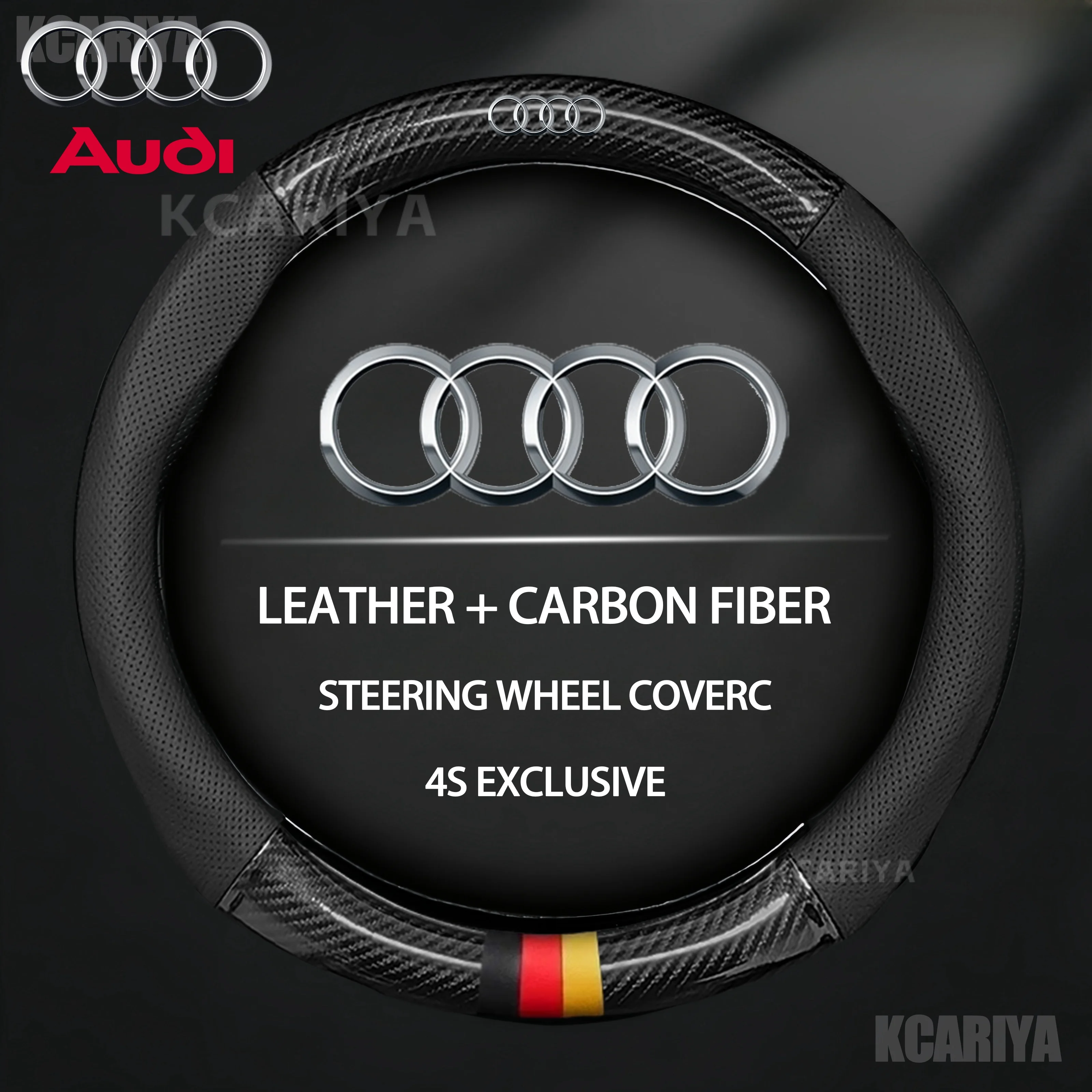 

Для Audi S Line S3 S4 S5 S6 RS3 RS4 Q3 Q5 Q7 Q8 TT A3 A4 A5 A6 A7 A8 Автомобильный вентилируемый противоскользящий чехол на руль из углеродного волокна