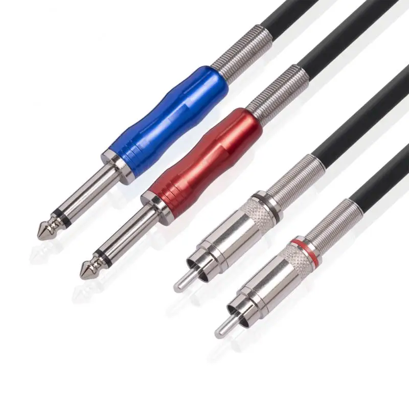 

1/4 Mono Male Jack Digital Audio Cable For Amplifier Speakers Tv Av Fast Transmission Dual 6.35 Ts To 2rca Cable Firm