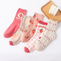 medium tube socks woman clothes sweetness pink department kawaii cute harajuku lace spring and autumn tide academic style girl