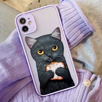 cute cat phone case for iphone x xr xs 7 8 plus 11 12 13 pro max 13mini translucent matte case