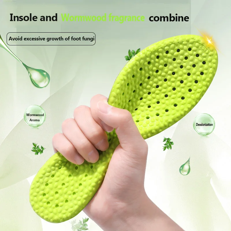 

Orthopedic Sports Wormwood Insoles for Shoes Latex Soft Cushion Deodorant Breathable Sweat Absorbing Sneaker Mat