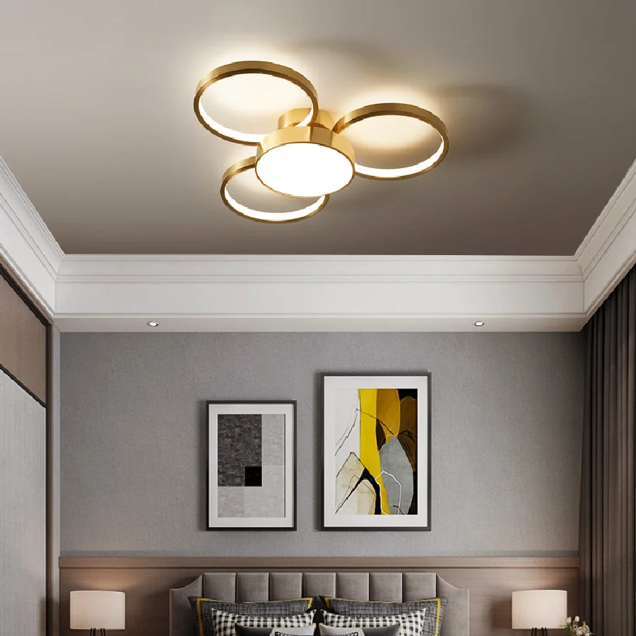 

IWP Modern Copper Golden Ceiling Light Interior Round LED Ceiling Lamp Balcony Bedroom Chandelier Living Room Aisle Wall Light