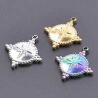 5pcslot rainbow color star print medal charms pendant accessory necklace earring keychain stainless steel jewelry making bulk