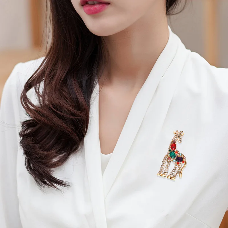Винтажная цветная брошь в виде жирафа со стразами и для женщин новая модная