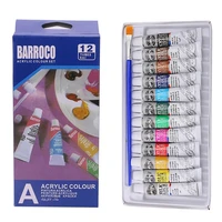 6 ml 12 color professional acrylic paints set hand painted wall paint tubes artist draw painting pigment free brush gift brush