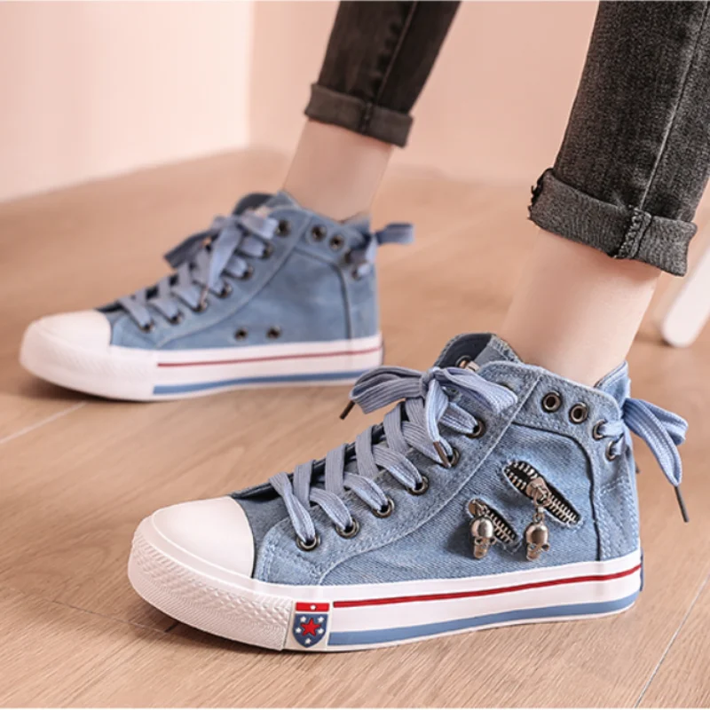 

Maogu Men Platform Casual Sports Canvas Vulcanize Shoes for Women Women's High Top Sneakers 2023 Cowboy Thick-soled Non-slip 43