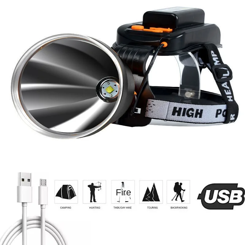 

Strong Bright Head-mounted Outdoor Fishing Camping Flashlight Night Super Rechargeable Hernia Light Headlamp