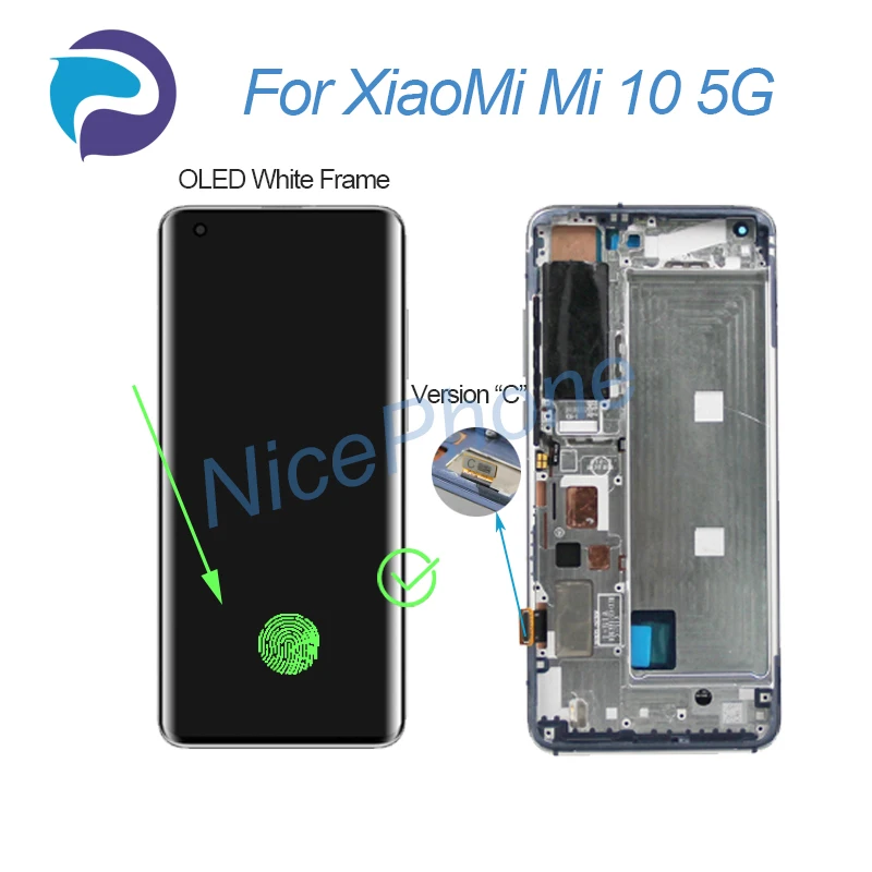Фото Для XiaoMi Mi 10 5G ЖК-дисплей с цифровым преобразователем сенсорного экрана в сборе M2001J2G/I, Mi 10 Mi 10 5G ЖК-экран №5