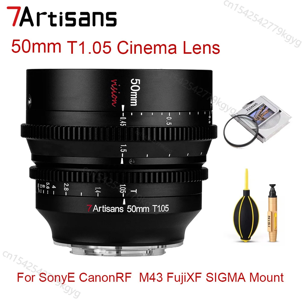 

7artisans 50 мм T1.05 Cine Lens APS-C MF кинообъектив для Fuji X Sony E M43 Canon RF Leica Sigma L Mount ZCAM BMPCC 4K камеры