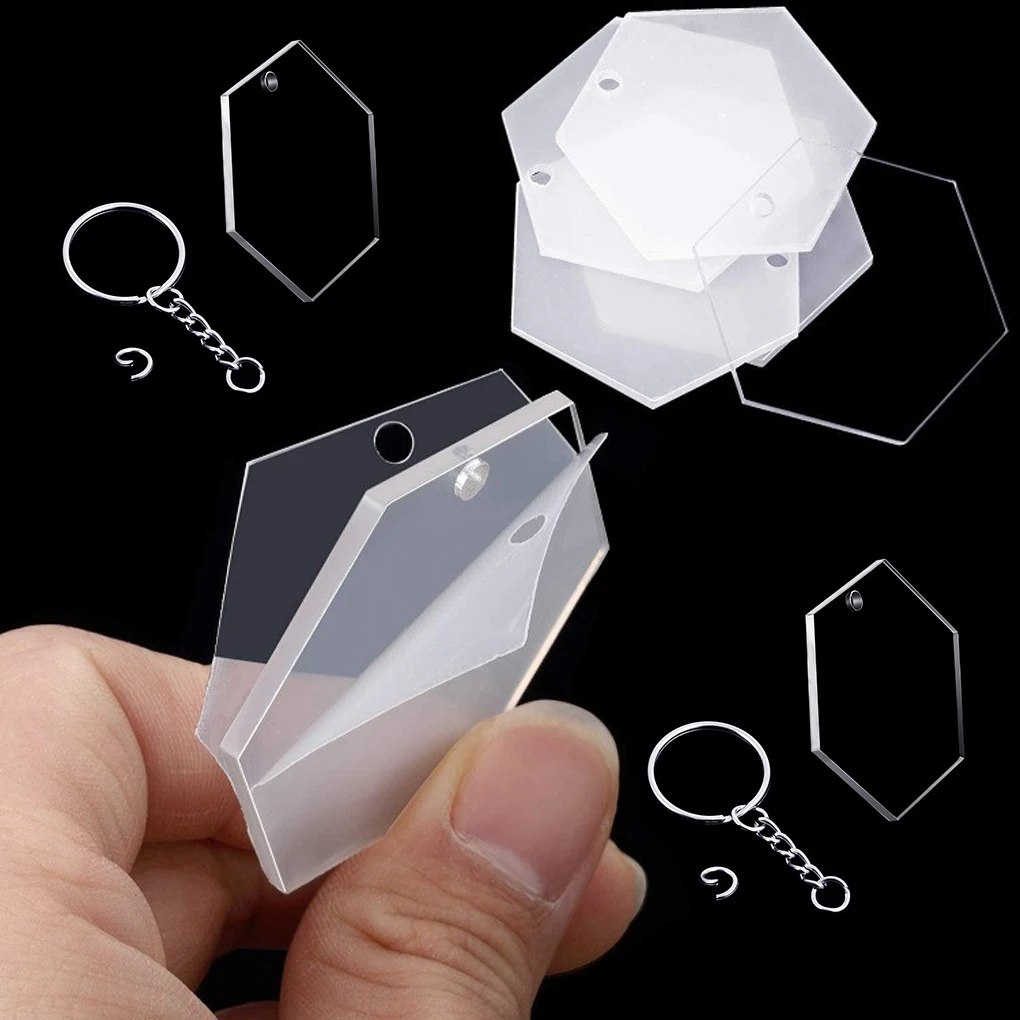 

24Pcs Acrylic Disc Key Chain Blanks Decoration Hexagonal Plates Christmas