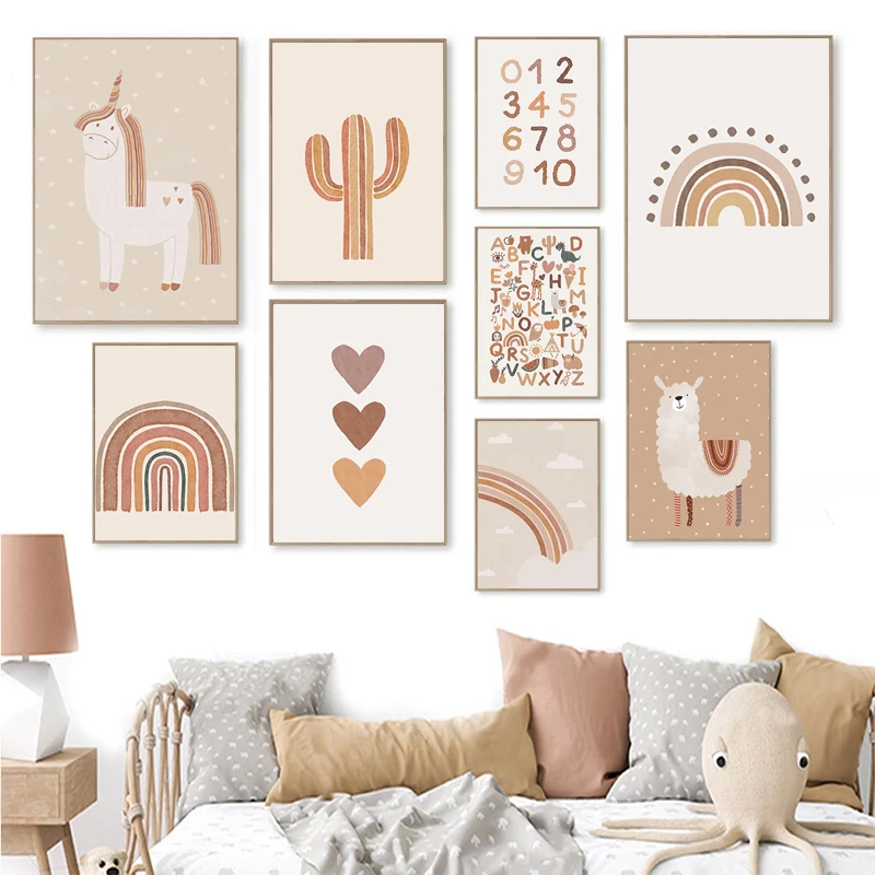 Художественный холст для детской стены с принтом медведь Альпака постеры ABC