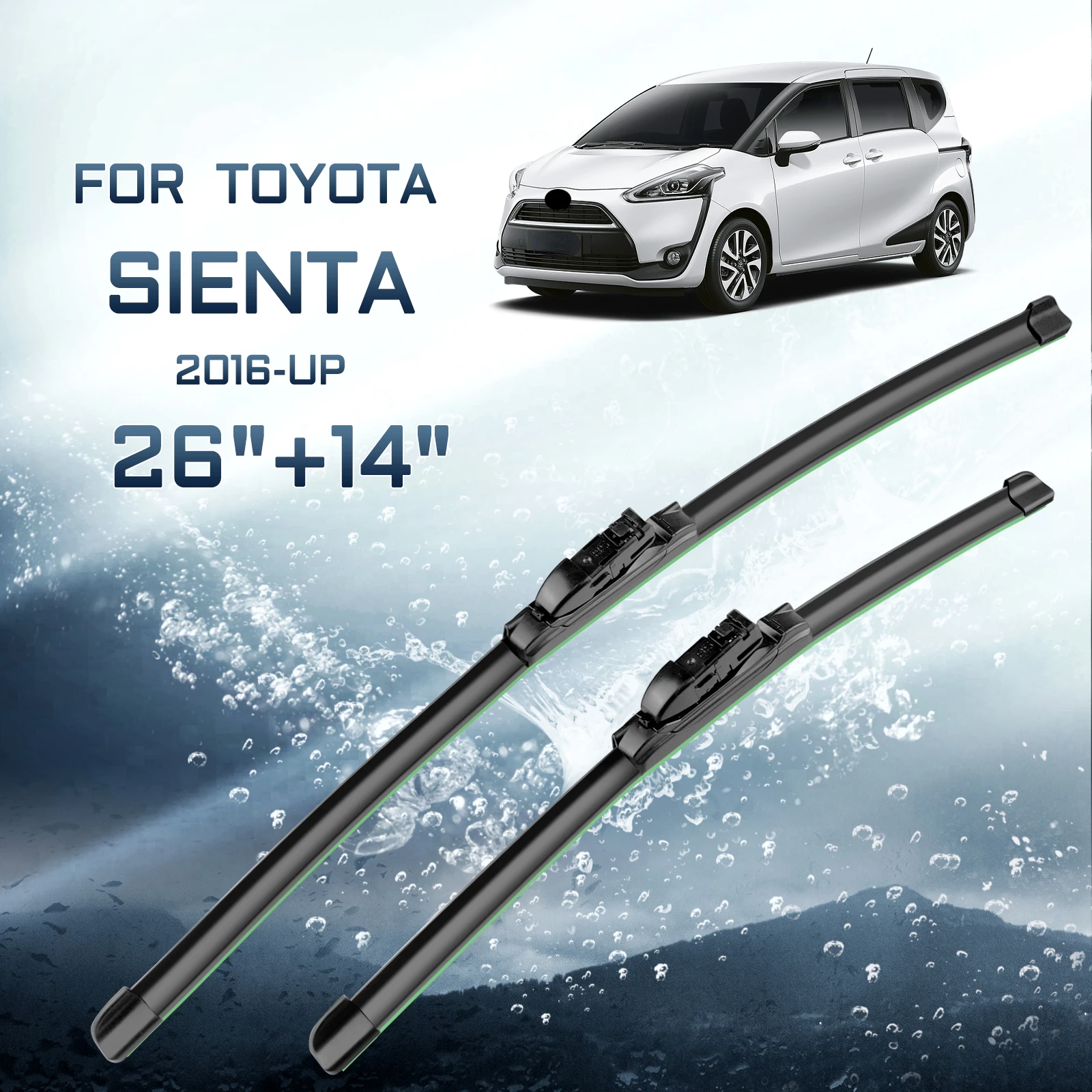 

Kungkic Wiper LHD Front Wiper Blades For Toyota Sienta 2016 2017 2018 2019 2020 21 22 Windshield Windscreen Front Window 26"+14"