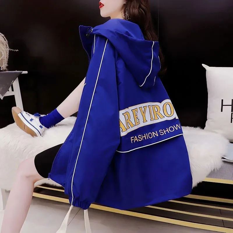 Женское тонкое пальто с капюшоном на весну и осень Свободная Женская куртка