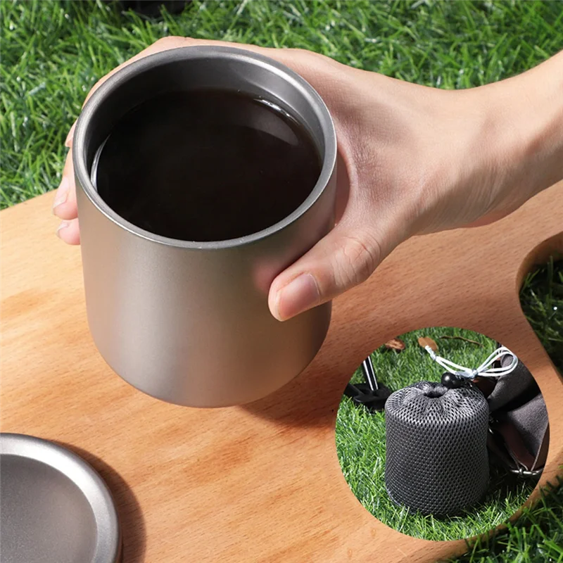 Титановая чашка для воды с двойными стенками 450 мл кружка кофе чая домашнего