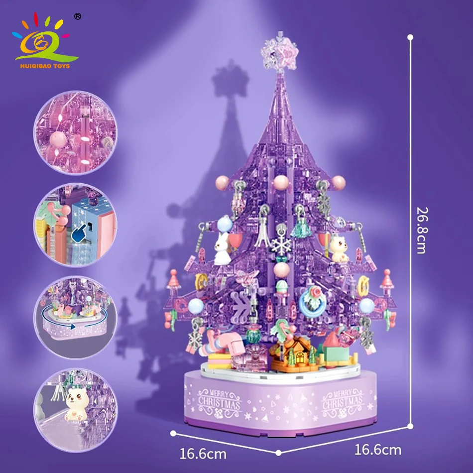 HUIQIBAO Рождественская серия хрустальных елок музыкальная шкатулка строительные