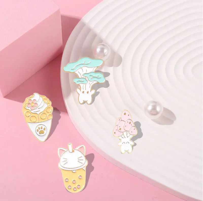 Гриб мороженое боба чай кошачья лапа броши сумка шляпа булавка на лацкан