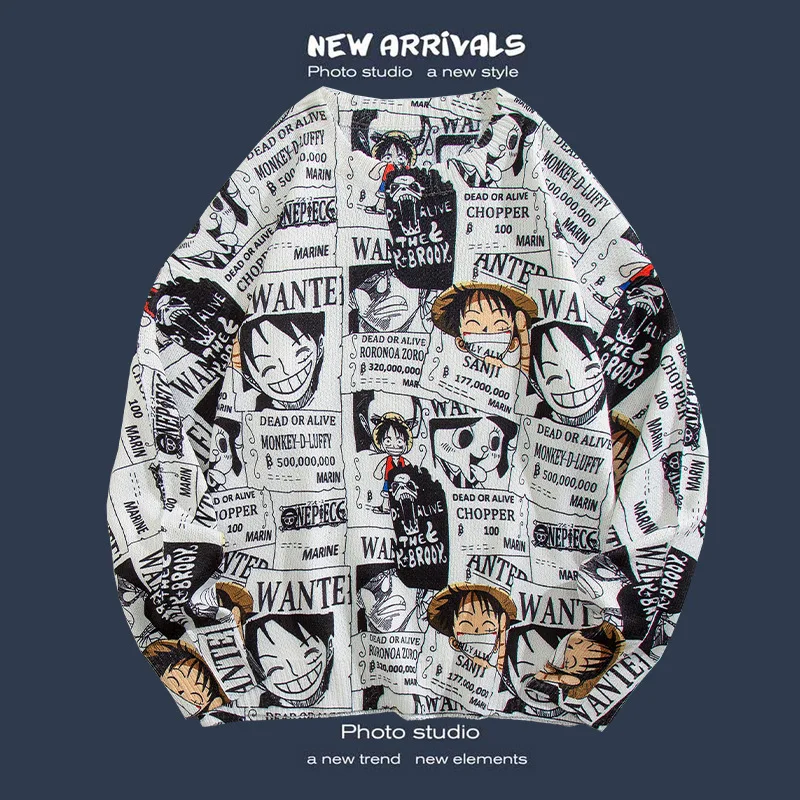 

Мужские свитера, пуловеры, Модный повседневный пуловер с картонным принтом для мужчин, мужской свитер, синяя мужская одежда