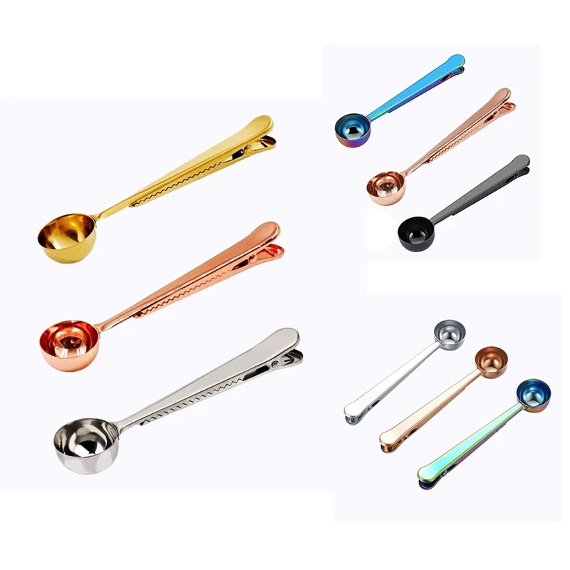 

Зажим для кофейной ложки, зажим для кофейной ложки из нержавеющей стали, многофункциональная кофейная ложка с зажимом, для кофе и чая, 3 упак...