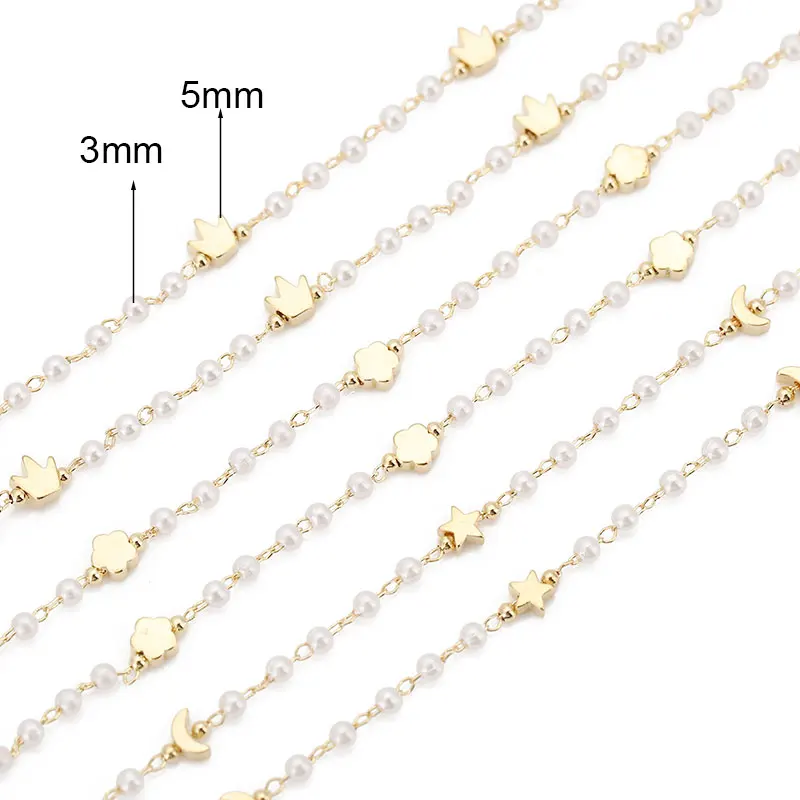 Металлическая Цепочка 3 Мм Для Браслета С Искусственным Жемчугом Звездой И Луной
