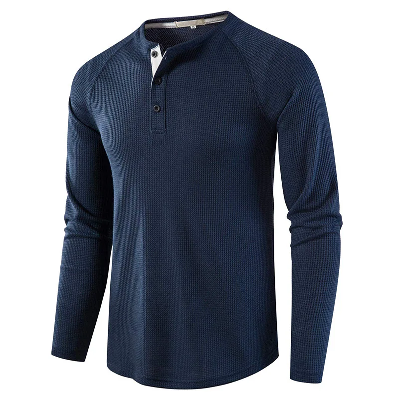 Mattswag Men Solid Color Henley Collar Shirt 2022 Autumn Winter Long Sleeve Shirts Fashion Casual Basic Fit Pullover Shirt Male