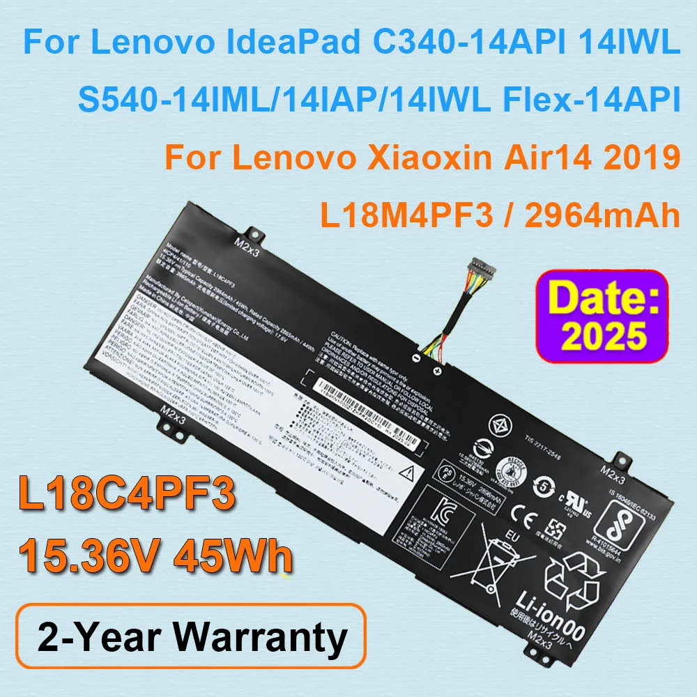 Фото Сменный аккумулятор для ноутбука Lenovo IdeaPad C340-14API 14IML S540-14IWL Flex-14API Xiaoxin Air14 серии 2019 L18C4PF3 L18M4PF3 №1