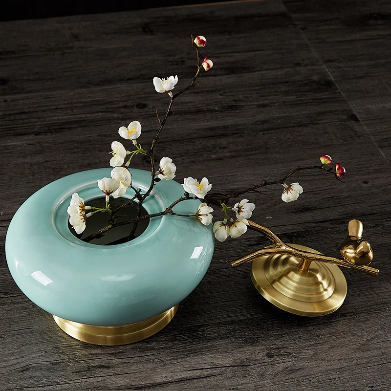 

minimalist modern home ceramic decoration ornaments green ceramic pot