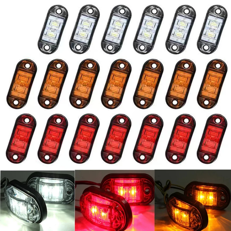 

2PCS 12V 24V LED Side Marker Clearance Lights Warning Tail Light Auto Car External Lights Trailer Truck Yellow Orange White Red