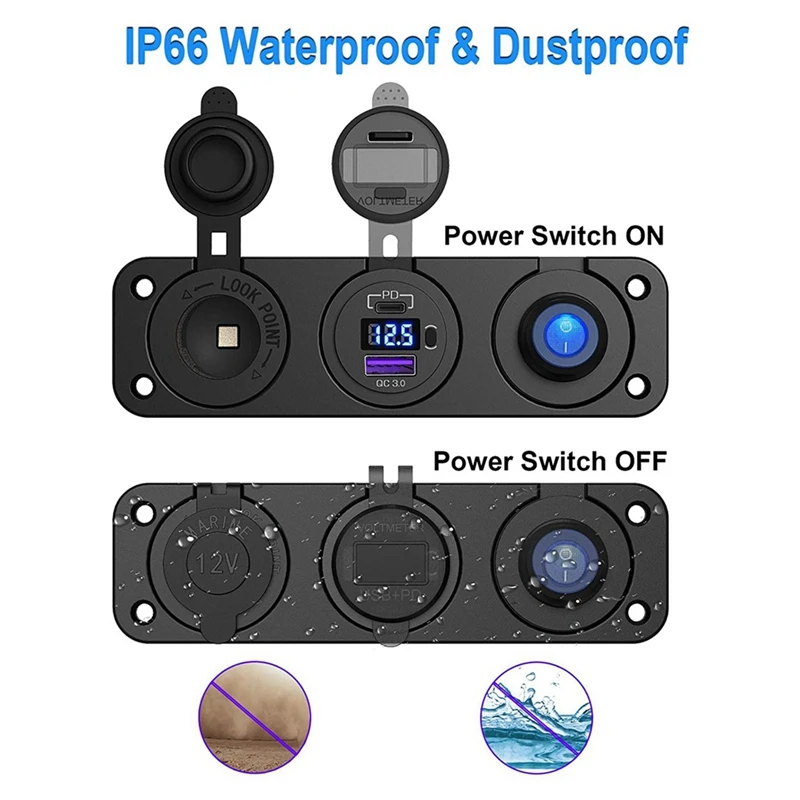 PD3.0 и QC3.0 USB автомобильное зарядное устройство/панель прикуривателя 12 В/24 В 200 Вт