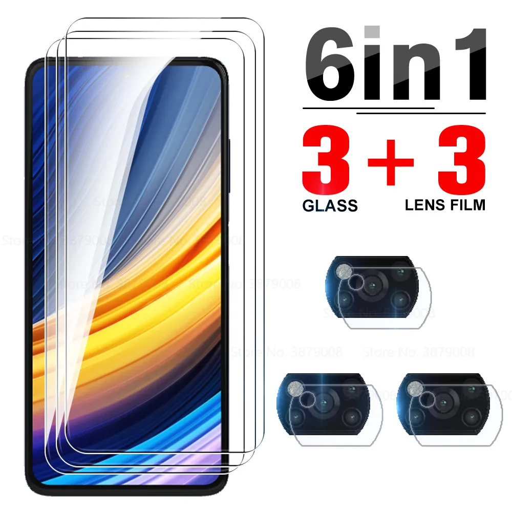 

6in1 camera lens protective glass xiomi poco x3 pro glass screen protector pocophone for poko poco x3 x 3pro nfc sklo film cover