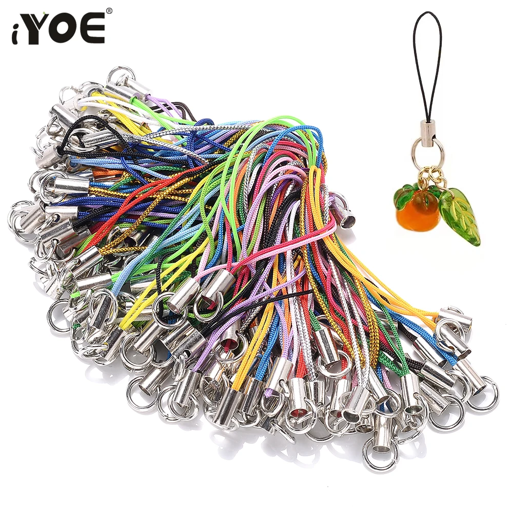 iYOE 50/100pcs Mix Polyester Cord With Jump Ring Lanyard Rope For Making Keychain DIY Craft Pendant Handmade Materials - купить по