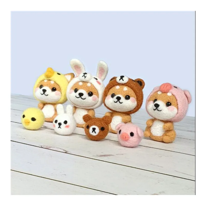 

Couple firewood dog Wool Felt wool needlepoint kit wool felt needle felting decoration craft needlecraft