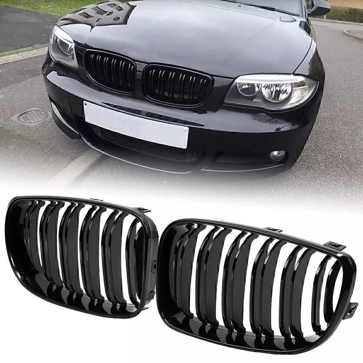 

1 Пара Глянцевых Черных Гоночных Решеток Радиатора Для BMW E81 E87 E82 E88 128i 130i 135i 2008-2013, Передний Бампер, Сетчатые