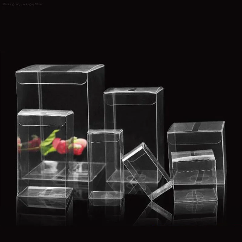 

50PCS PVC Box Rectangle Clear Gift Display Box Cosmetic Crafts Packaging Box Transparent Plastic PVC Boxes