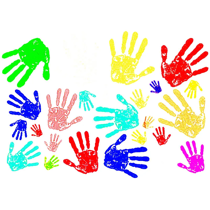 

1 PCS Cute DIY Color Hand Print Wall Stickers For Children's Room Bedroom Kindergarten Self-adhesive Home Decor 25*35CM