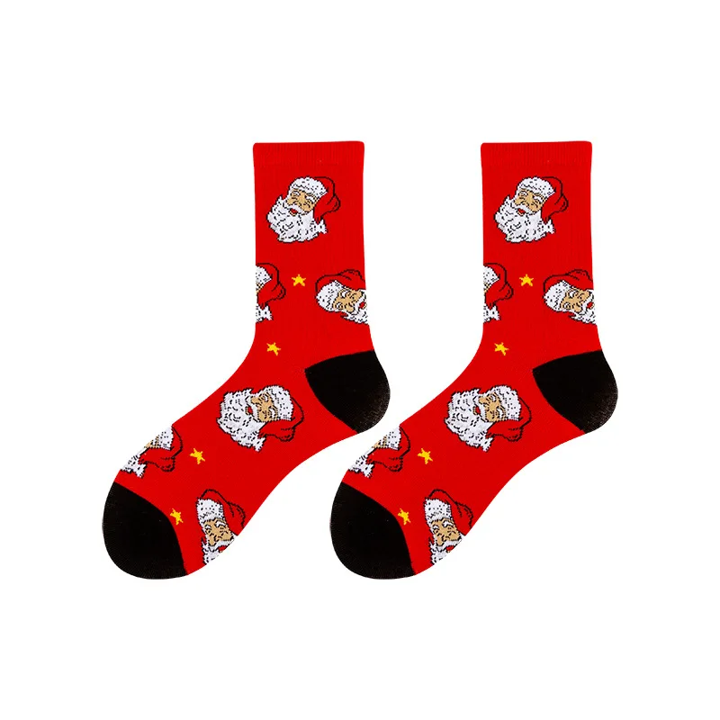 5 Pairs/Lot Red Series Christmas Socks Women's Middle Tube Socks Suitable for Autumn and Winter Ins Thick Stockings