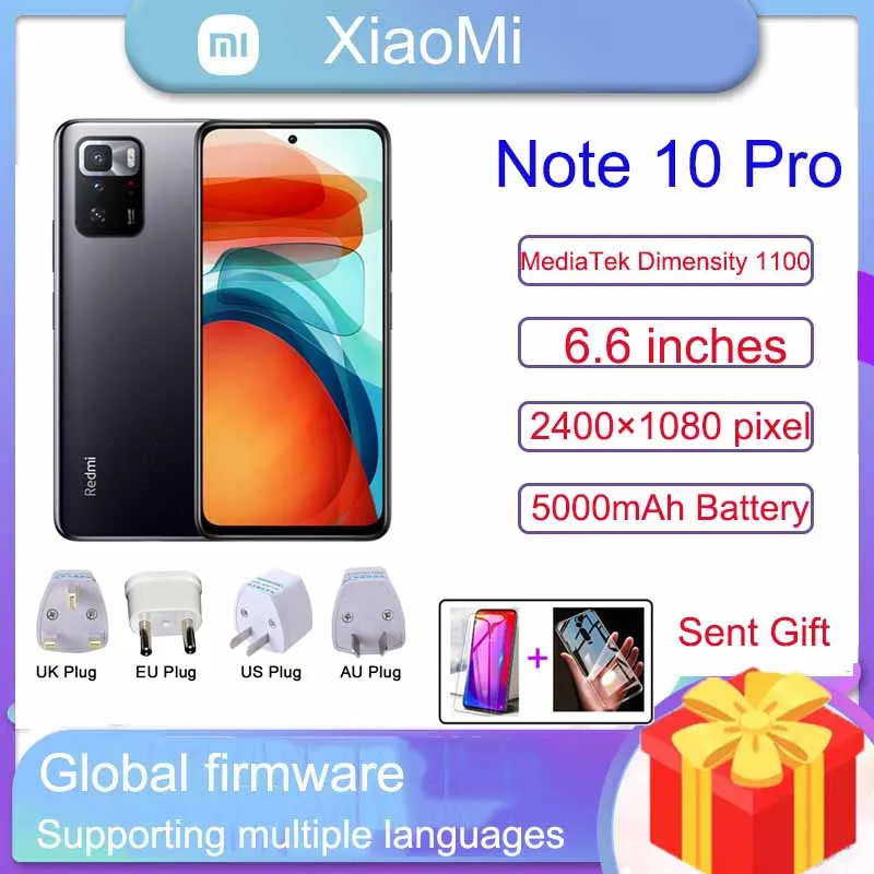 Xiaomi Redmi Note 10 pro smartphone 5G NFC Smartpone Pocp X3 gt Dimensity 1100 android 11- 6.5