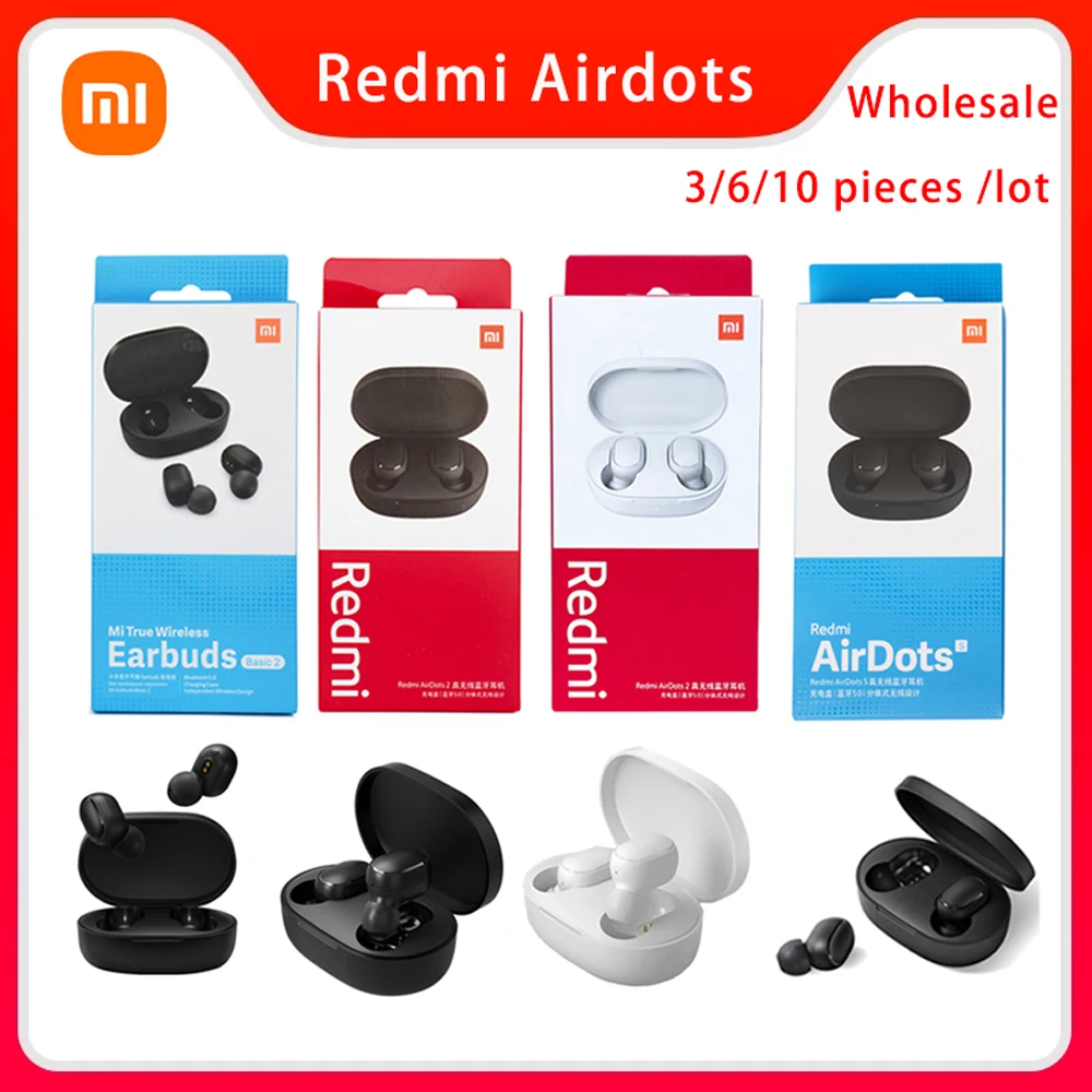 

3/6/10 Pieces Xiaomi Redmi AirDots 2 Wireless Headphones Bluetooth 5.0 True Wireless Stereo Earphones With Charging Case