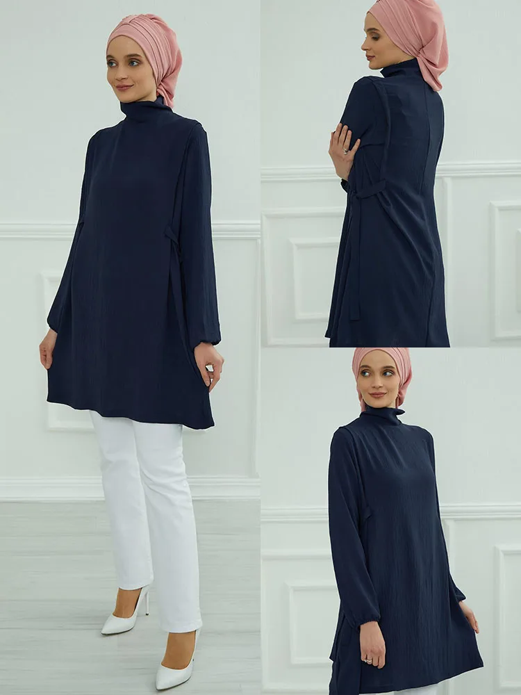 

Свободные однотонные мусульманские женские топы раньше Рамадан Исламская одежда для женщин (хиджаб в комплект не входит)