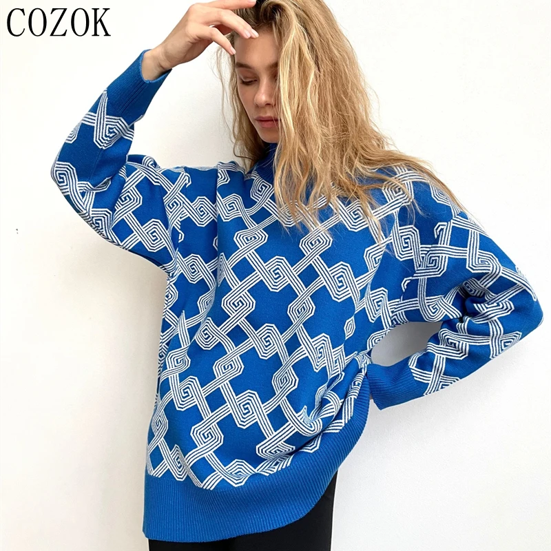 European and American Hot Loose Knitwear Turtleneck Women's Sweater Autumn and Winter Products in Stock New