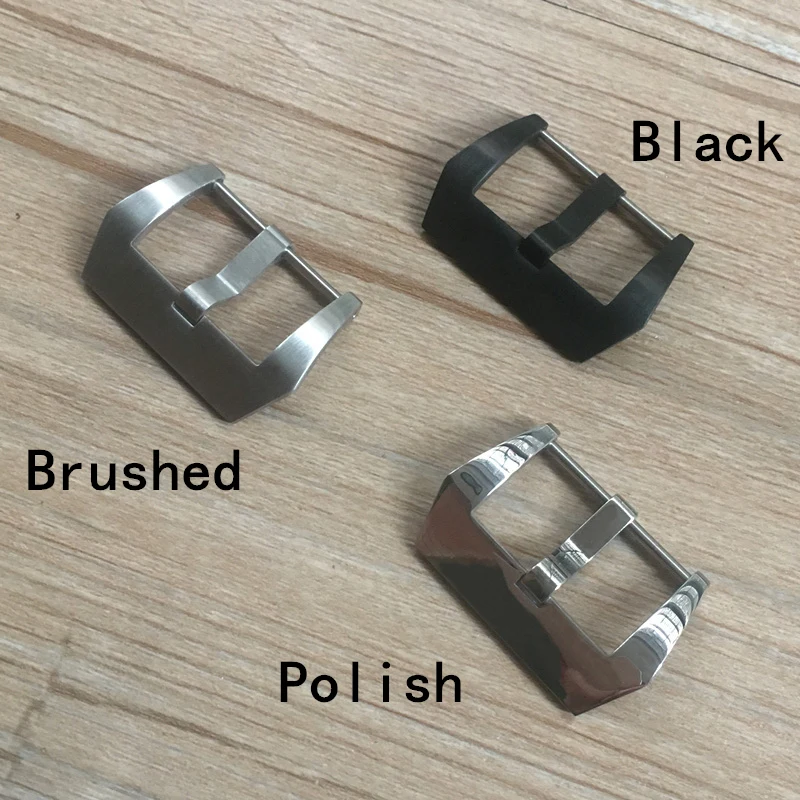 

316L 20mm 22mm 24mm 26mm Brushed Polish Silver Black Stainless Steel Watch band Screw Pin Buckle For PAM Big Pilot Watch