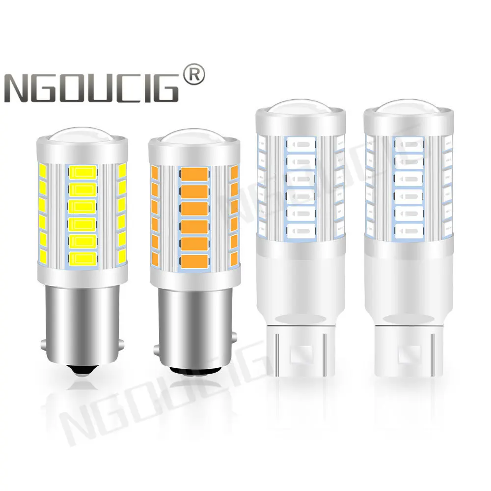 NGOUCIG 2 шт. 1157 1156 Led W21W T20 P21W 7440 7443 BA15S BAY15D WY21W P21/5W W21/5W Автомобильная сигнальная лампа R5W