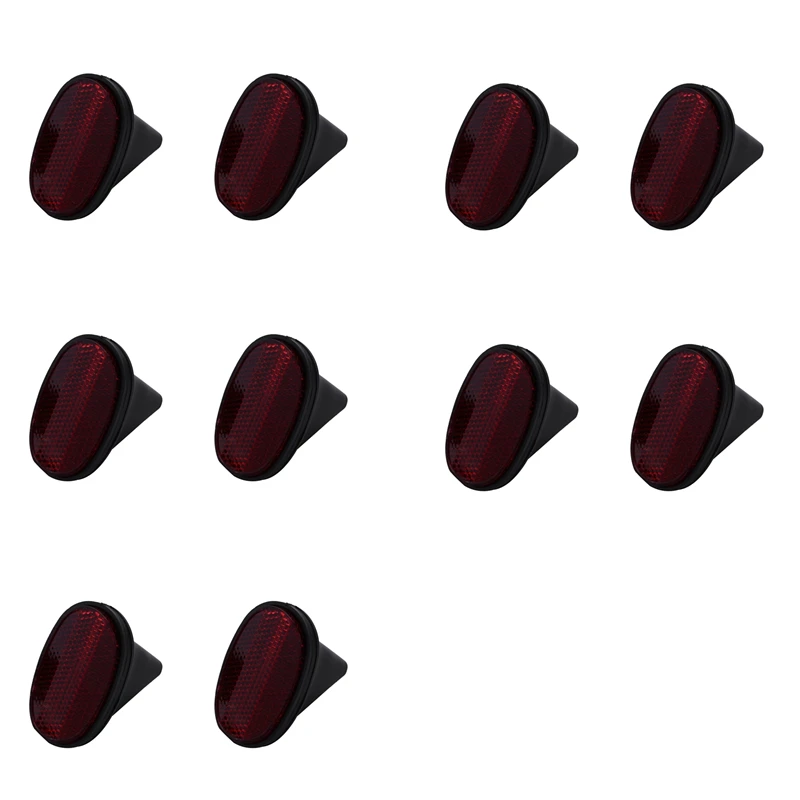 

10 Pcs Bicycle Rear Tail Fender Reflector Mudguard Oval Warnning Red Black