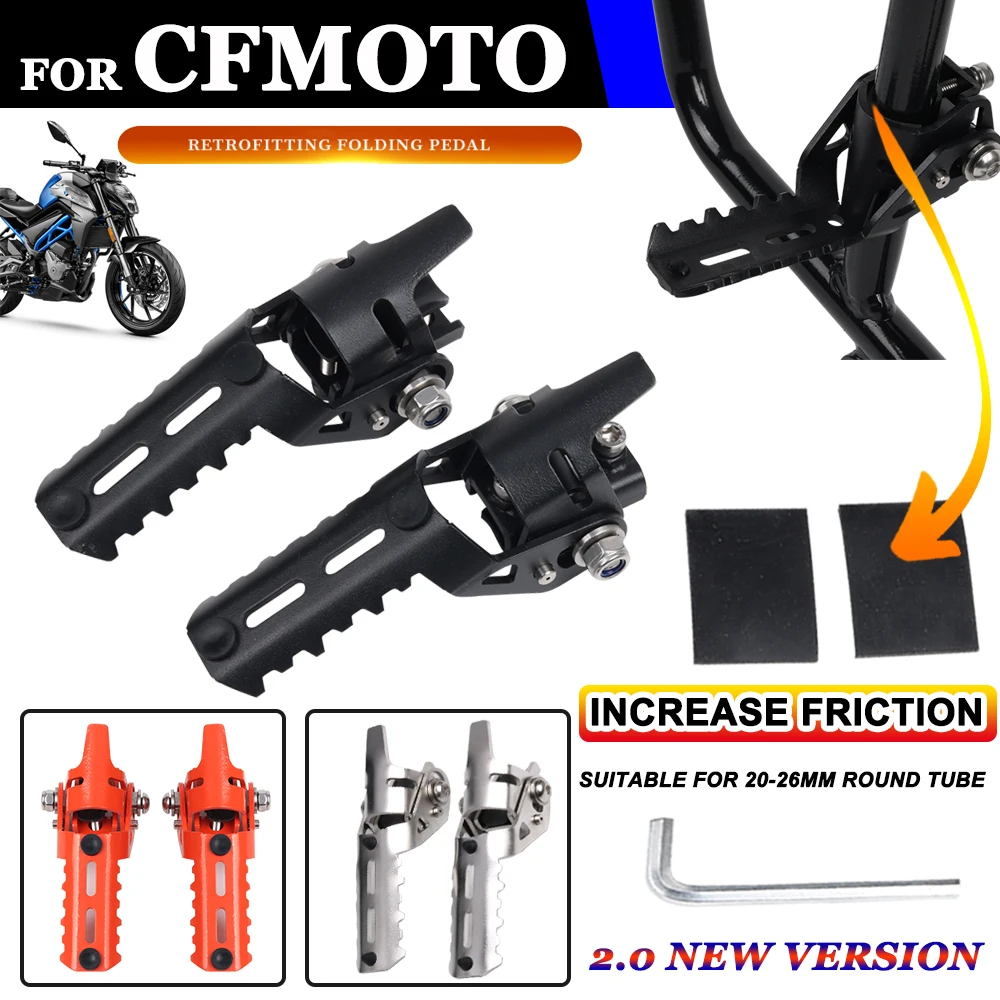 

For CFMOTO 150NK 250NK 300NK 400NK NK400 NK250 650 NK Motorcycle Accessories Highway Front Foot Pegs Folding Footrests Clamps