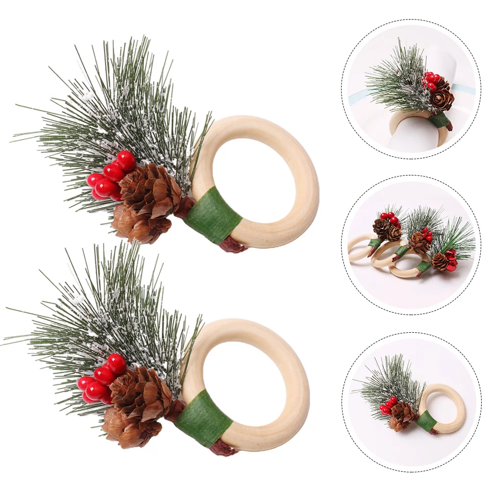

Napkin Rings Christmas Ring Xmas Pine Cone Holders Buckle Berry Buckles Dinner Setting Table Cloth Serviette Circle Holder Fall