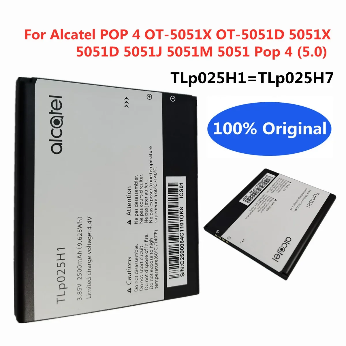 2500 мАч 100% Высококачественная батарея для ALCATEL One Touch POP 4 TLP025H7 TLP025H1 стандартная