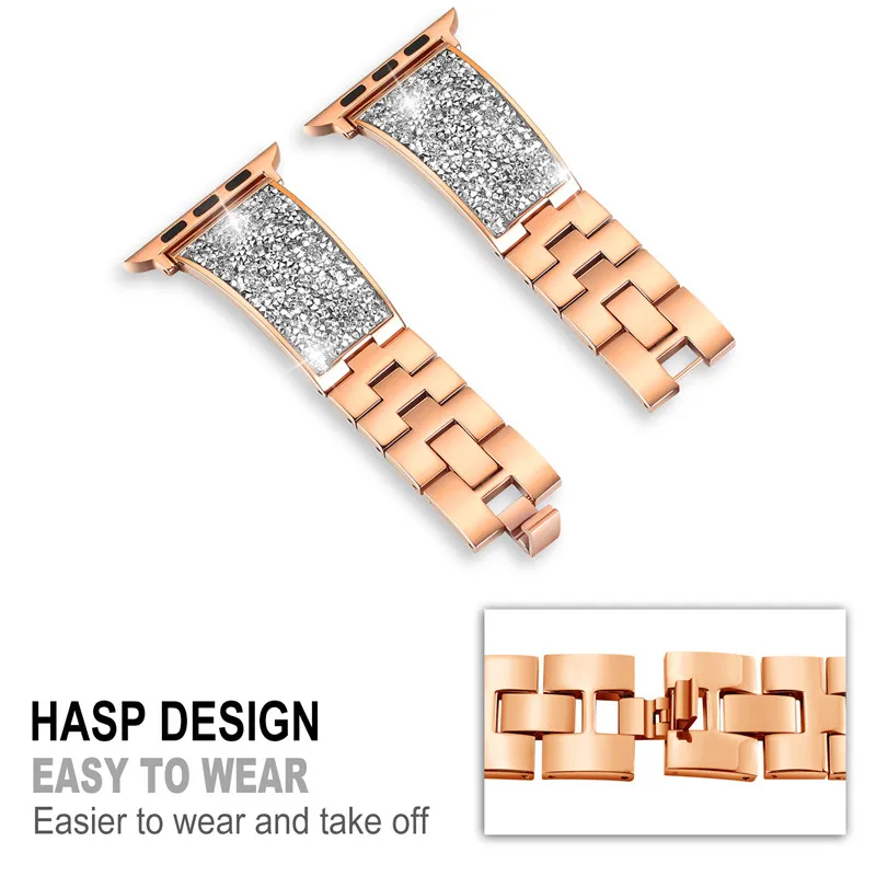 Diamond Metal Strap For Apple watch Band 49mm 45mm 44mm 42mm 41mm 40mm Stainless Steel Bracelet For iWatch UItra 8 7 6 5 3 2 SE