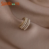 multilayer pearl zircon earrings for women imitation pearls ear cuff no piercing earring french retro jewelry simple accessories
