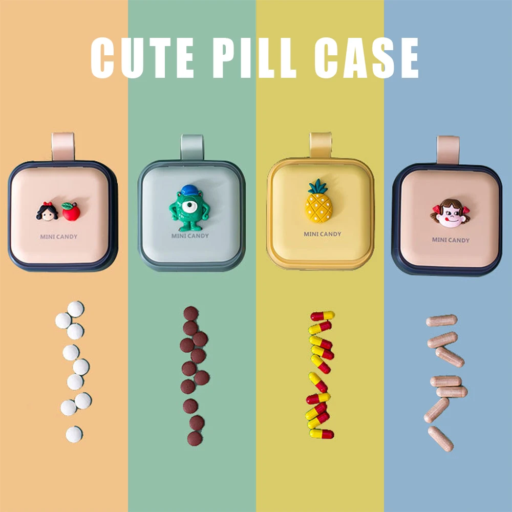 4 Grids Pill Case Travel Pill Box Waterproof Medicine Storage Box Cute Vitamins Container Plastic Box Capsules Organizer Tablets