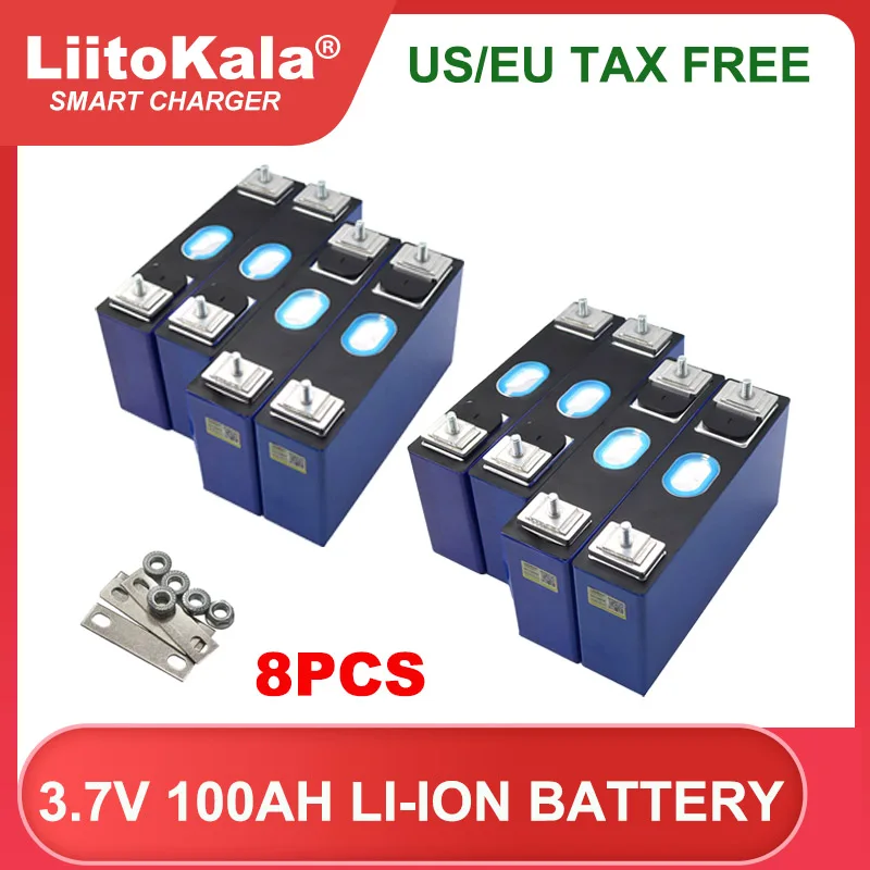 

Liitokala 3.7V 100Ah Lithium Battery Large Single Power Cell for 3S 12V 24V Motorcycle Electric Solar Wind Grade A Tax Free